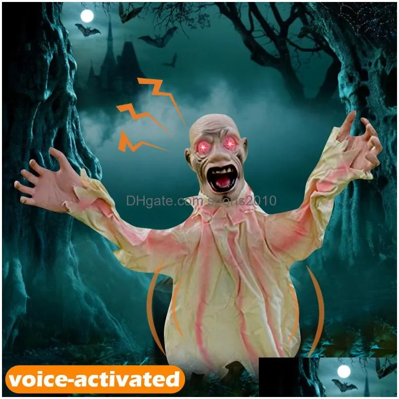 other event party supplies halloween swing ghost sound control decoration ground plug-in ghost horror props halloween outdoor garden haunted house decor