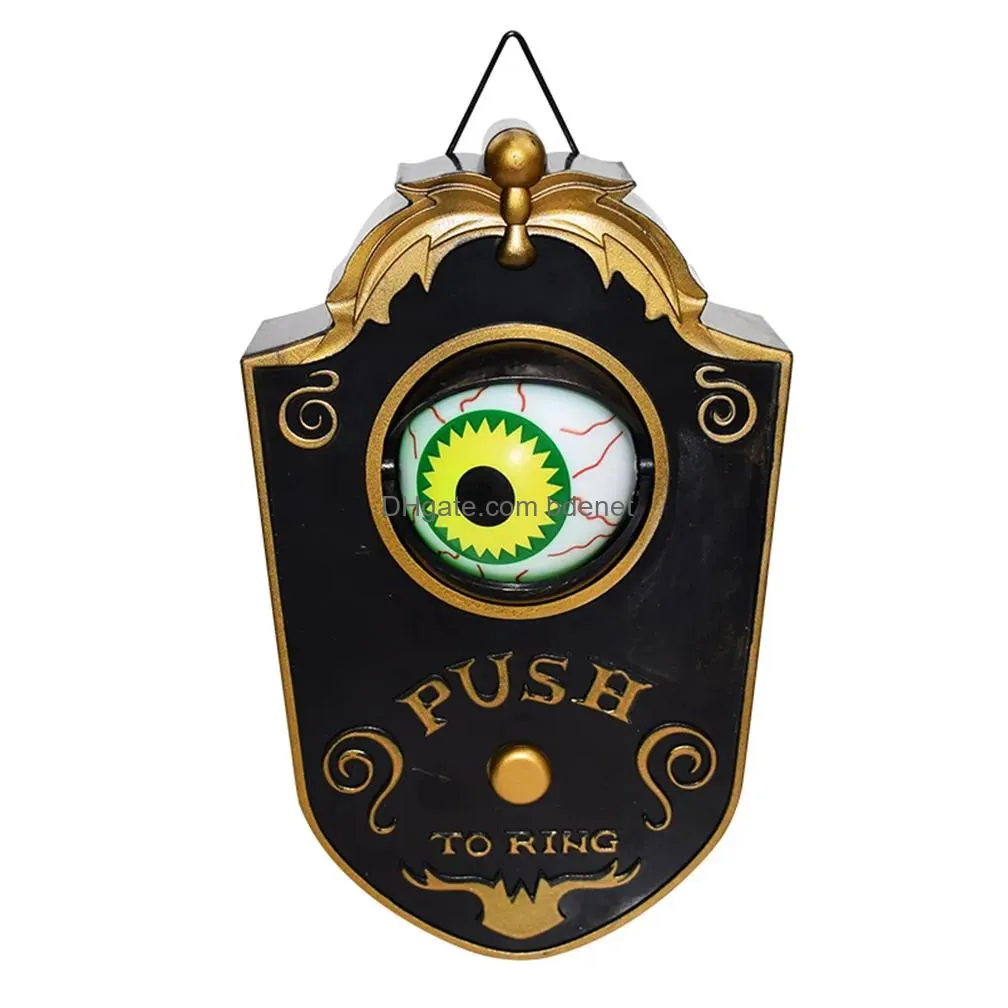 1 pcs halloween horror one-eyed doorbell haunted house door decoration burning eyes scare voice electric horror doorbell y201006