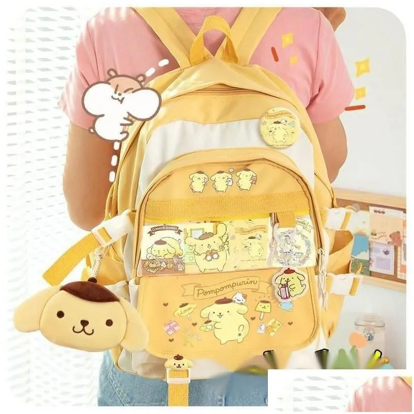 Backpacks Kids Backpack Kawaii Sanrioed Kuromi My Melody Cinnamoroll Cute Cartoon Large Capacity Backpacks Student School Bag Drop Del