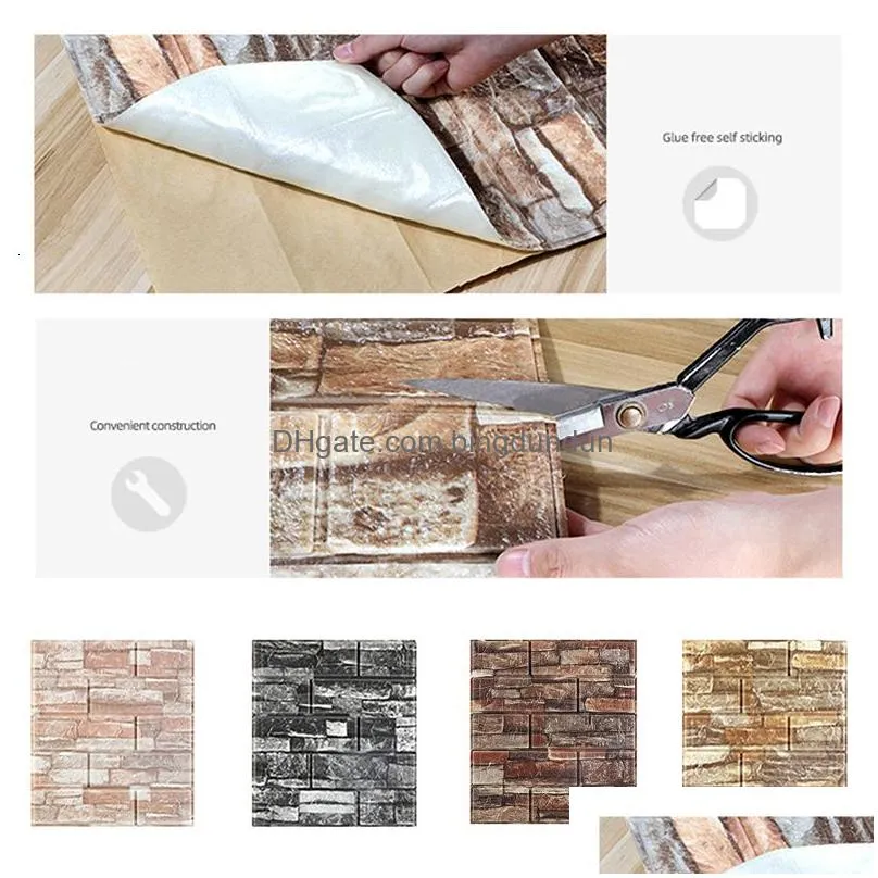 wall stickers 10pcsset 3d brick sticker diy wallpaper for living room bedroom tv decor waterproof self adhesive 230822