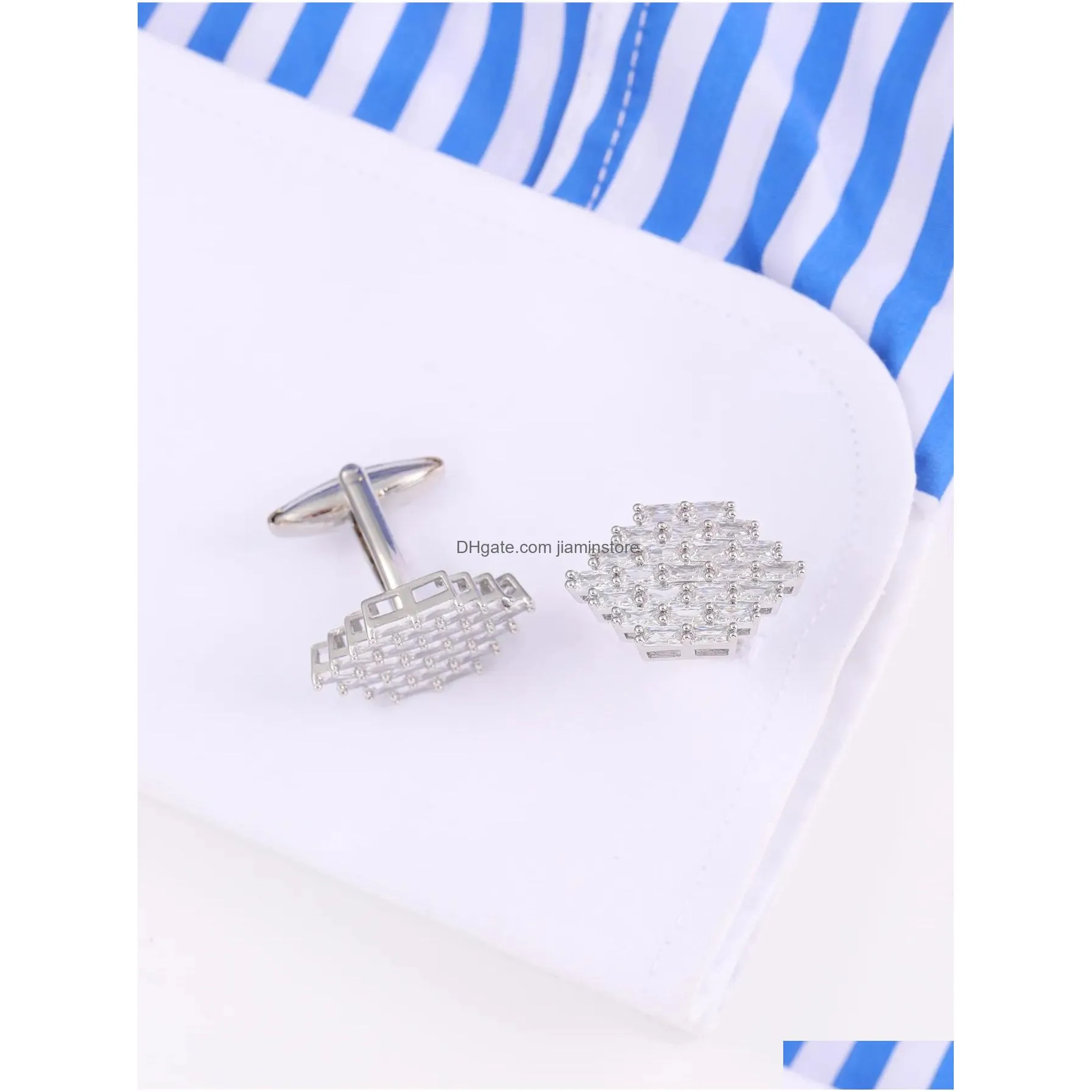 the rhombus cufflinks with diamond inlay a unique accessory to showcase mens noble character and exquisite taste