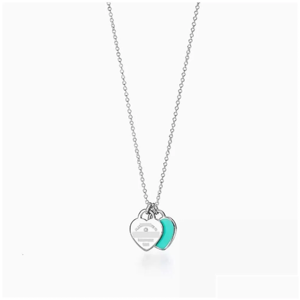 pendant necklaces ly classic high edition s925 sterling sier double heart charm drop glue set diamond plated love necklace drop delive