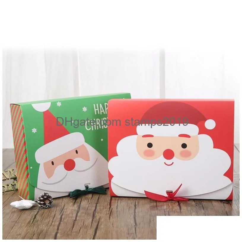 christmas eve big gift box santa claus fairy design kraft papercard present party favor activity box red green gifts package boxes bh4066