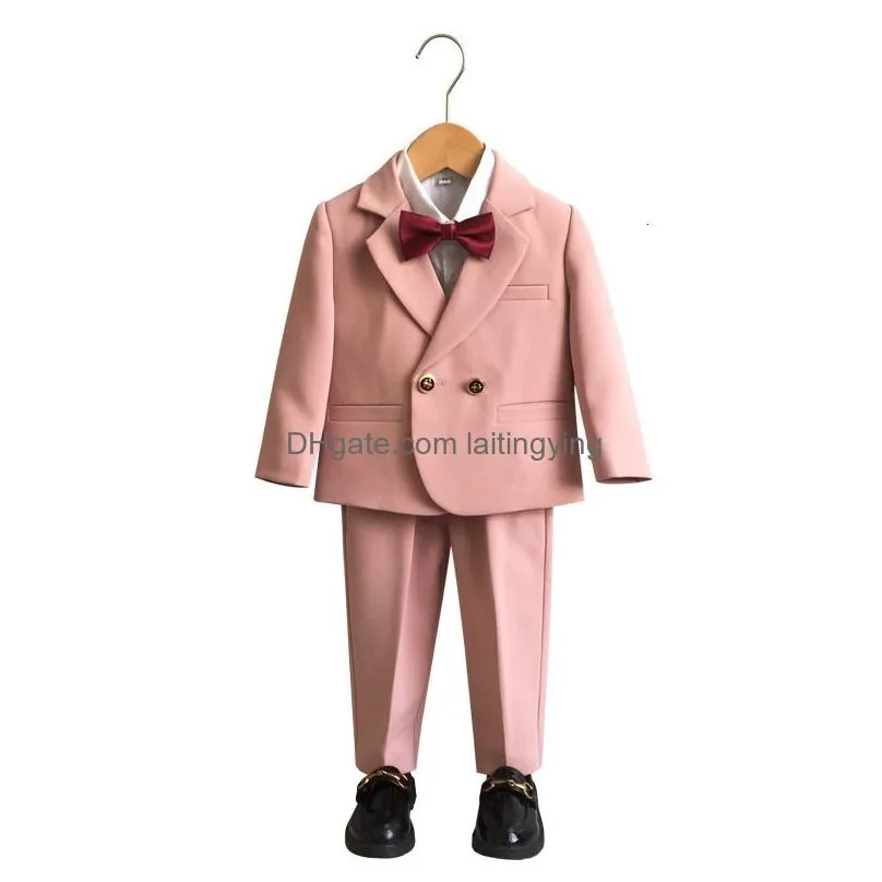 suits boys spring and autumn formal suit set children wedding birthday party costume british kids blazer shirts pants clothes 221205