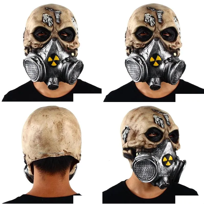 party masks skull biohazard scary mask zombie terror headgear halloween horror cosplay costume latex props 230206