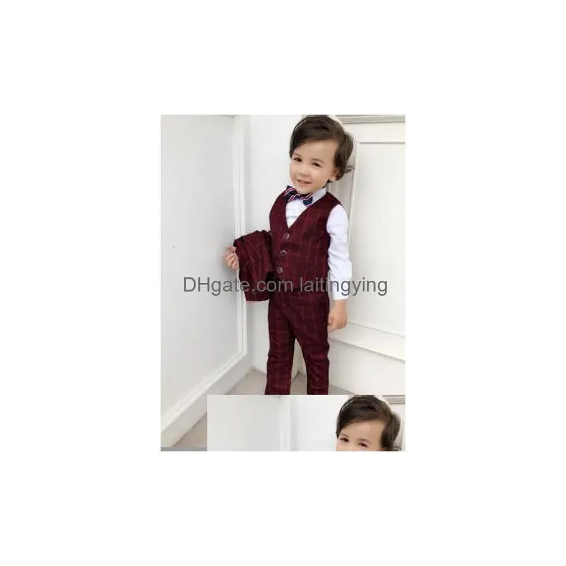 suits vest blazer pants kids child boys sets formal costume gentleman blazers suit boy children wedding party clothing 221205
