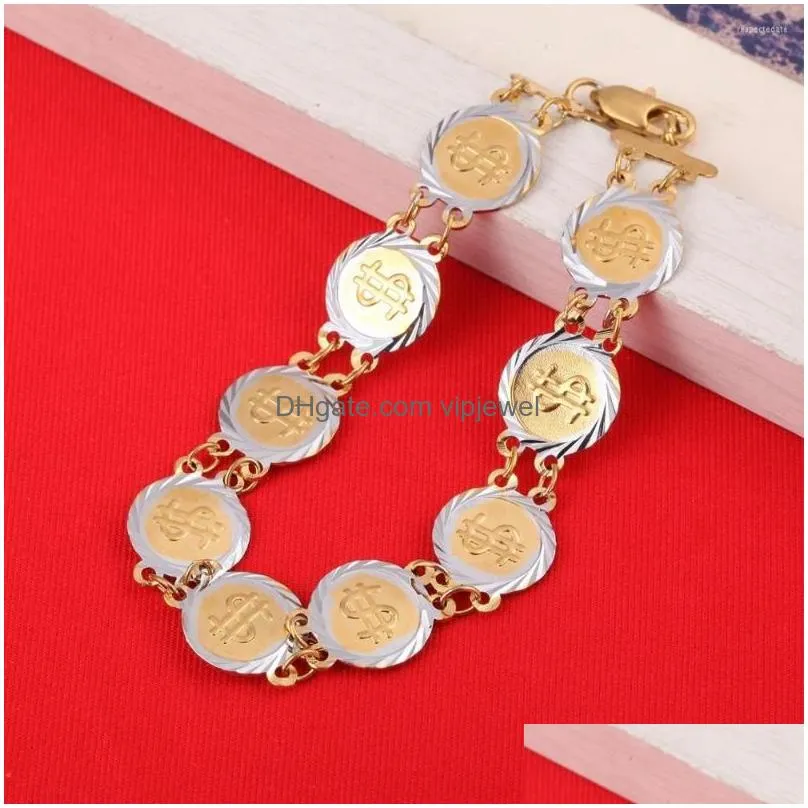 link bracelets us money coin bracelet jewelry gold color women wholesale dollar