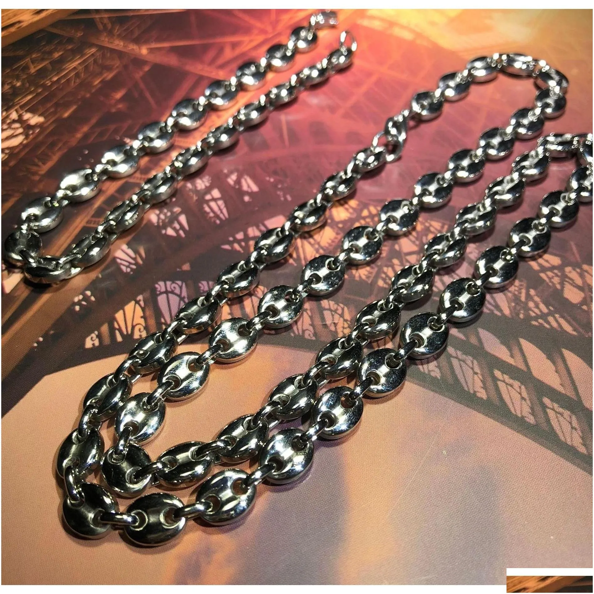 磁気ステンレススチール ネックレスとブレスレット セット