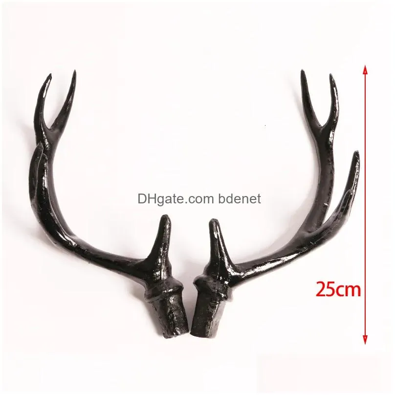 garden decorations cosplay black deer antlers artificial deer horn headband diy accessory halloween props simulation plastic deer antlers decor