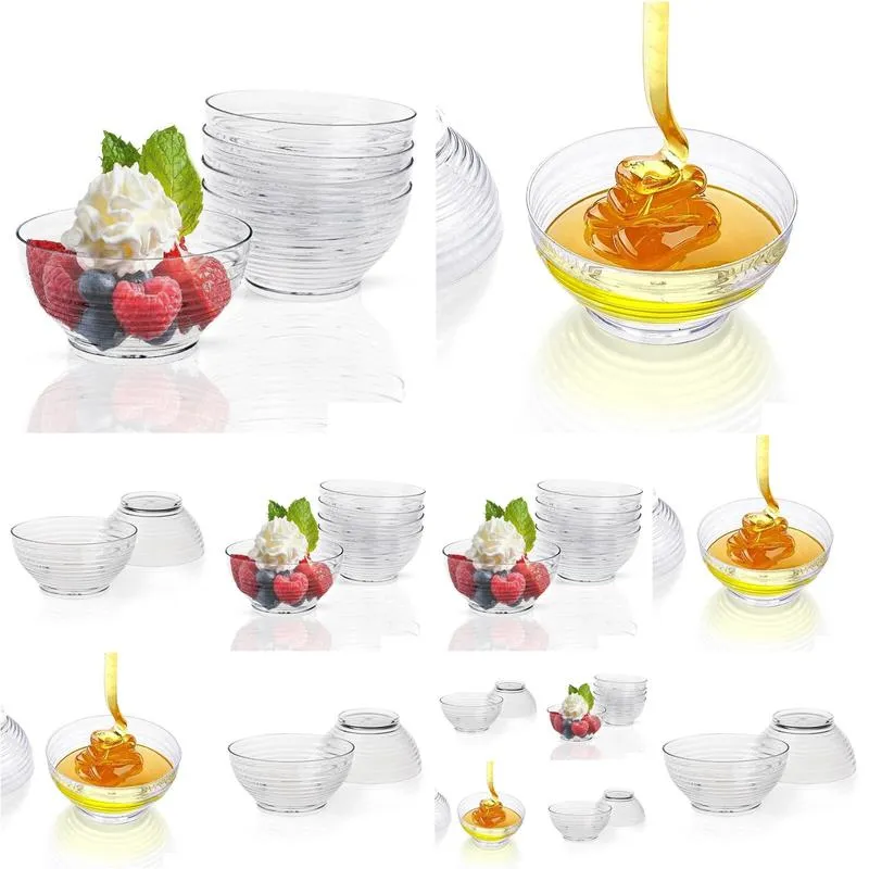 40 pieces - party supplies disposable plastic tableware 2oz/2.8x1.4in60ml/72x35mm mini dessert bowl