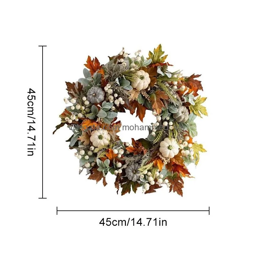 decorative flowers wreaths fall wreaths pumpkin berry maple leaf artificial wreath harvest autumn door wreath christmas halloween home hanging decoration