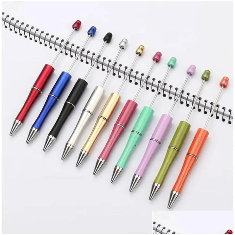 wholesale gel pens 50pcs beaded ballpoint plastic beadable personalized gift school office writing supplies stationery wedding 221203