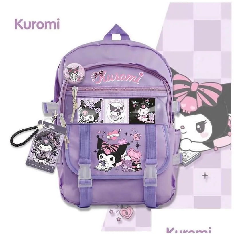 Backpacks Kids Backpack Kawaii Sanrioed Kuromi My Melody Cinnamoroll Cute Cartoon Large Capacity Backpacks Student School Bag Drop Del