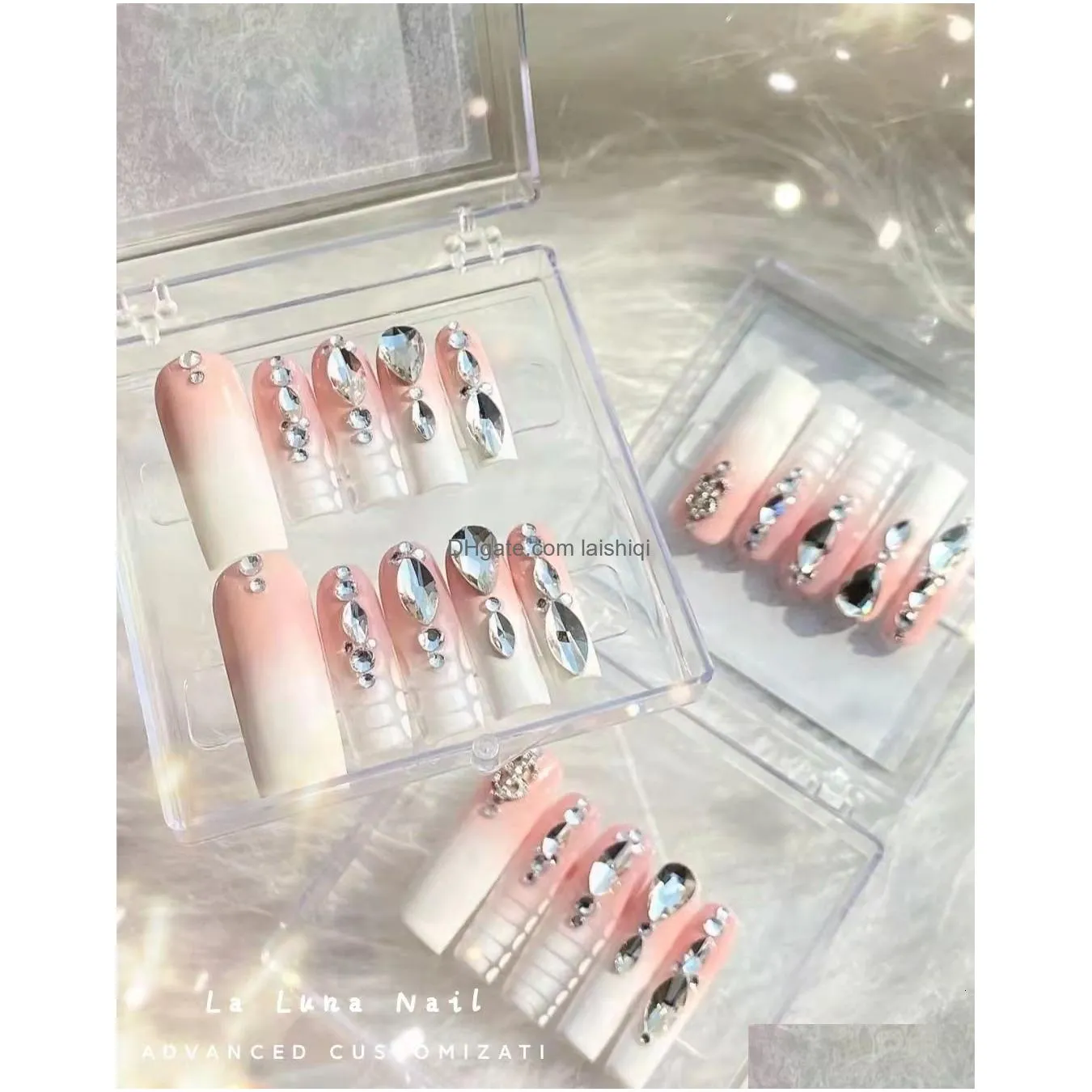 false nails tiger stripe handmade tube ballet actor false nail flash false nail acrylic nail tip press stud diamond nail sticker