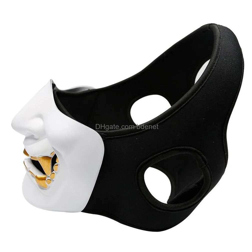 halloween costume cosplay tooth decay evil demon monster kabuki samurai half cover mask party scary decoration y200103