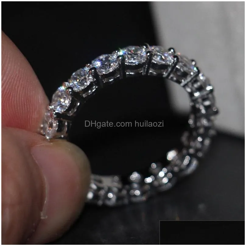 eternity promise finger ring 925 sterling silver diamond cz engagement wedding band rings for women evening party jewelry