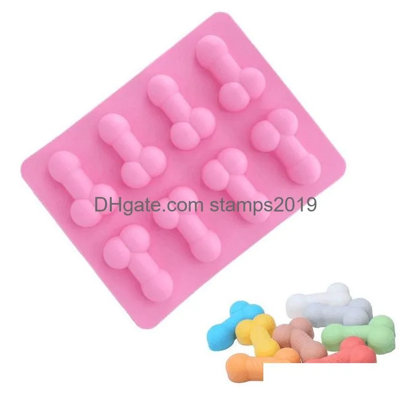silicone ice mold funny candy biscuit ice mold tray bachelor party jelly chocolate cake mold household 8 holes baking tools mould bh1874