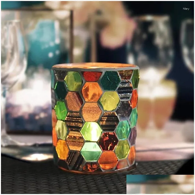 candle holders moroccan glass mosaic holder colorful votive decor for table wedding centerpiece decoration