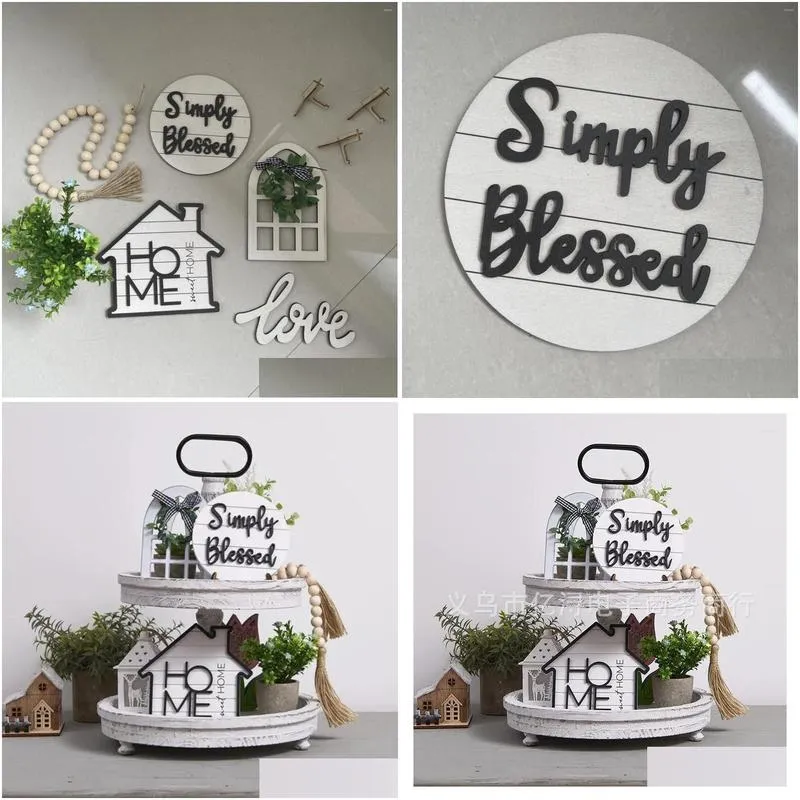 plates farmhouse tiered tray decor home wood sign rustic sweet simply blessed this is us wooden beads