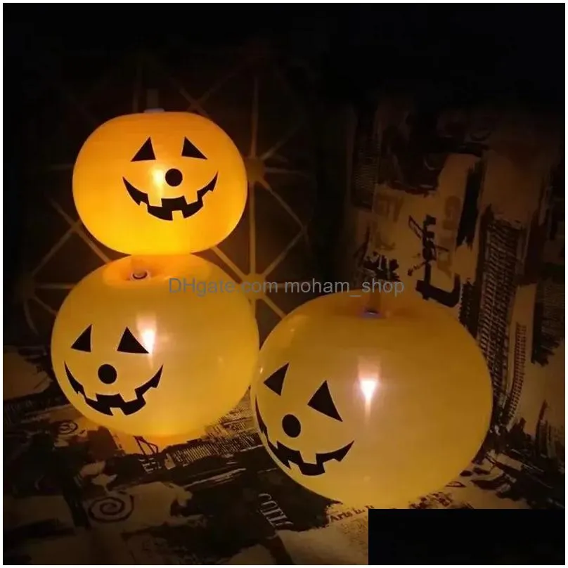 5/pcs halloween decorations party air balloon halloweenpumpkin ghostballoons shine inflatable toys globos pumpkin balloons give out light