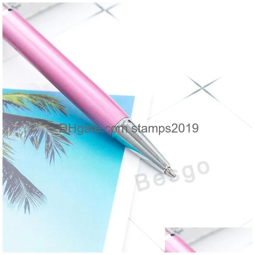 wholesale fine crystal ballpoint pen 1mm fashion creative stylus touch pen writing stationery office school ballpen black ballpoint pens dbc