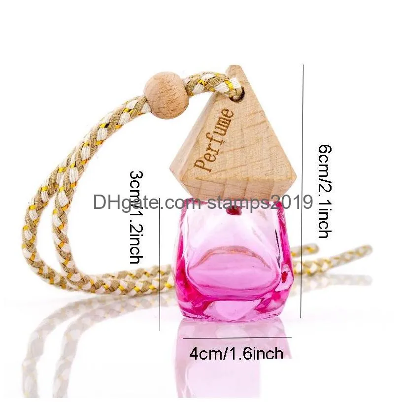 car perfume bottle pendant essential oil diffuser 9 colors bag clothes ornaments air freshener pendants empty glass bottles bh1908 zx