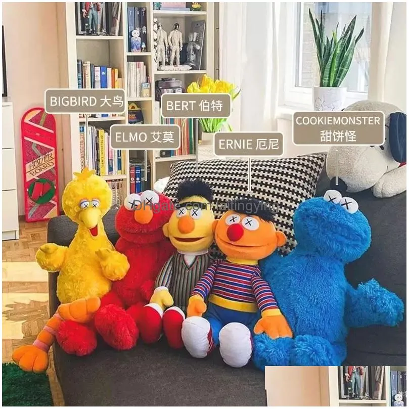 the latest spot release of the same style sesame street big bird dessert monster bert emo plush doll  co branded aimo cookie birthday gift set 5