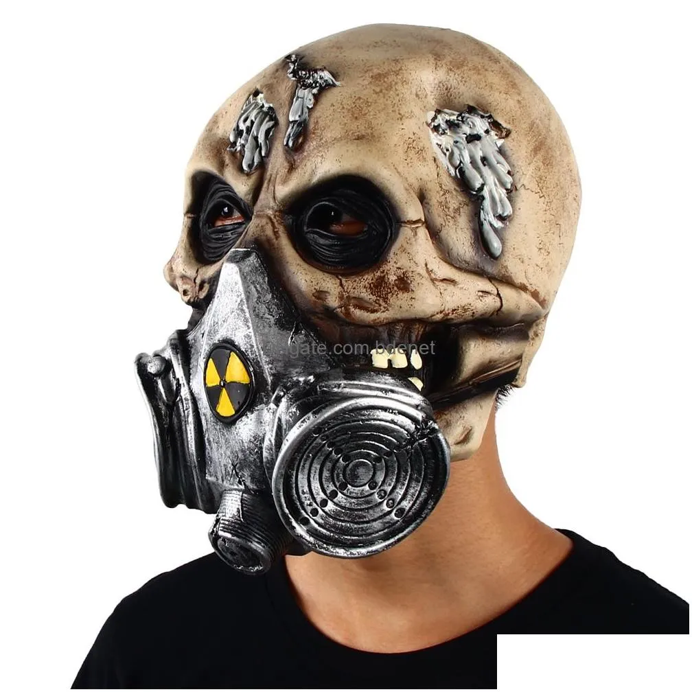 party masks skull biohazard scary mask zombie terror headgear halloween horror cosplay costume latex props 230206