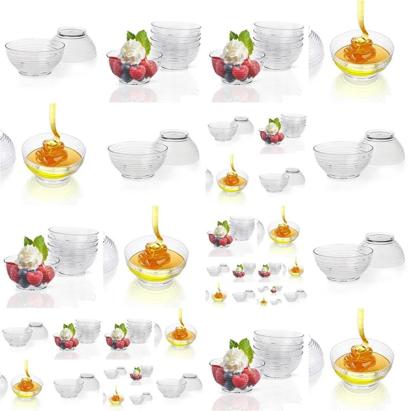 40 pieces - party supplies disposable plastic tableware 2oz/2.8x1.4in60ml/72x35mm mini dessert bowl