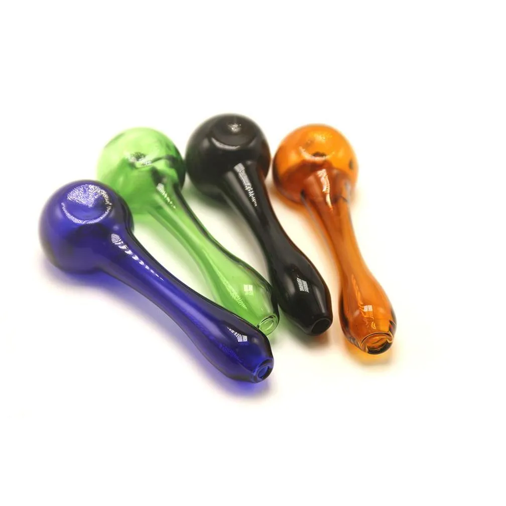 csyc y072 smoking pipe about 10.5cm length spoon glass pipes tobacco dry herb full color