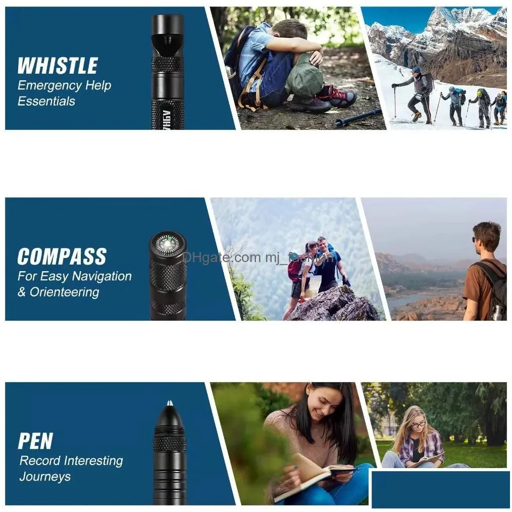 multifunctional outdoor tactical pen survival gear self-defense rescue supplies hikingcamping survival tool with compass 240124