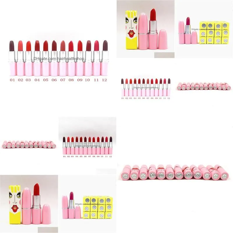 make up lipstick easy to wear moisturizer 12 color coloris cosmetics makeup wholesale lip stick mat