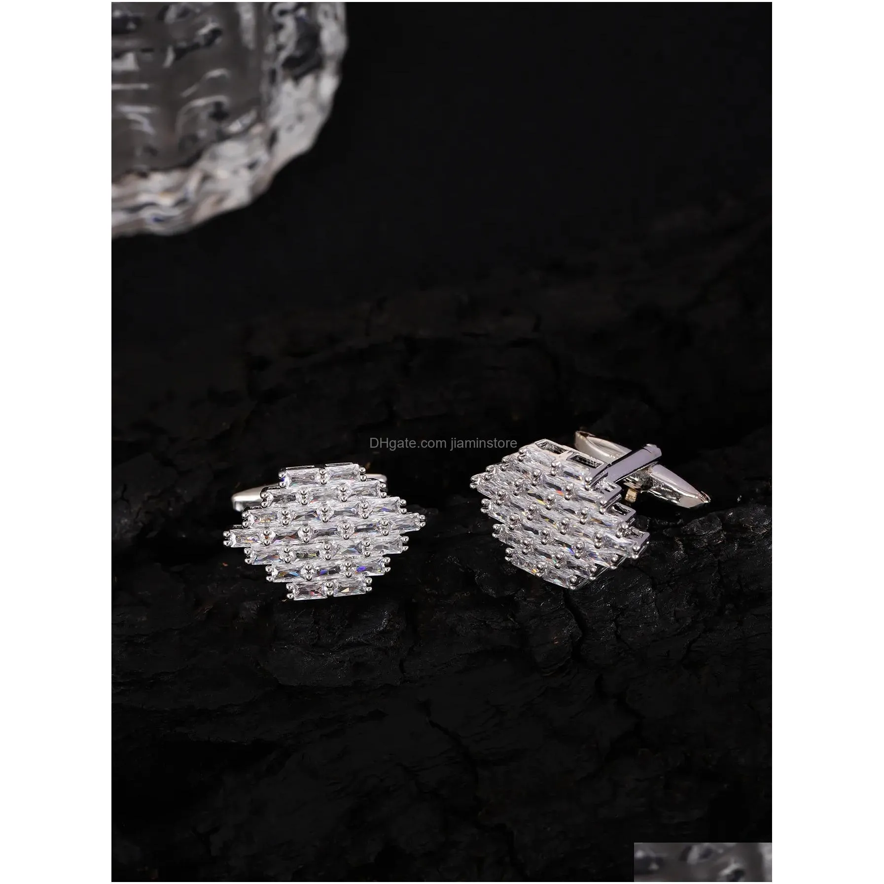 the rhombus cufflinks with diamond inlay a unique accessory to showcase mens noble character and exquisite taste