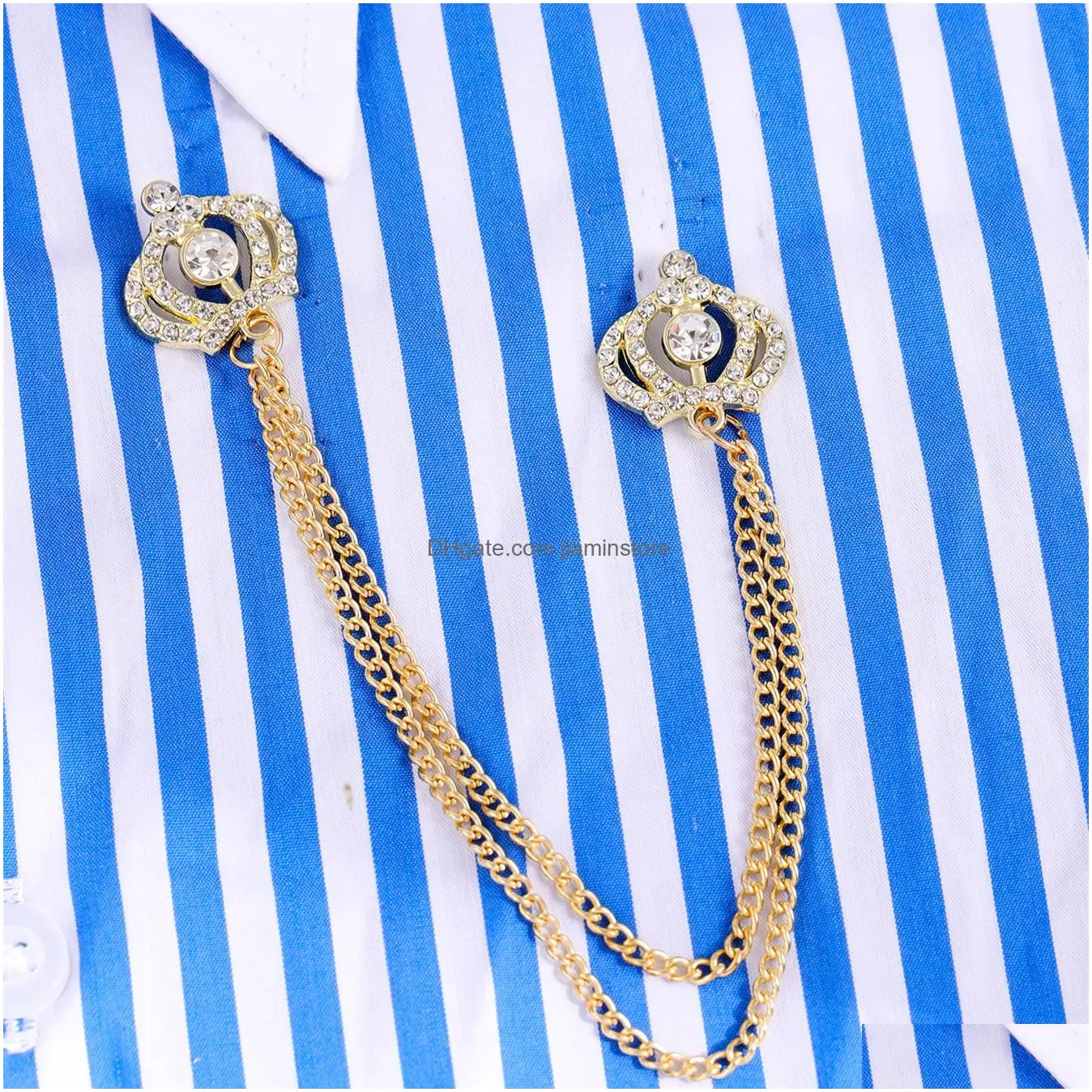 double small crown clothing accessories collar pin formal evening wear bright brooch