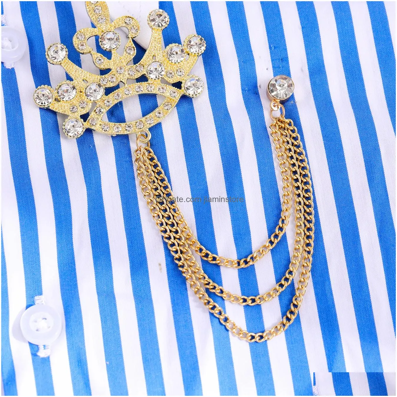 golden mens large crown shape fashion personality shirt accessories formal wear accessories brooch