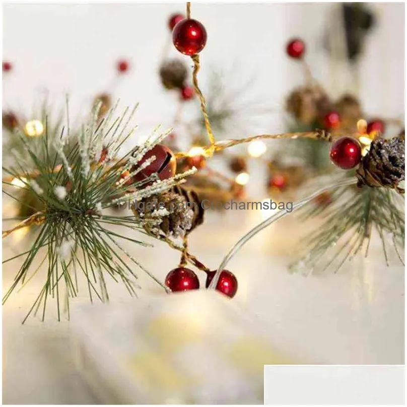 christmas decorations for home 2m 20 led copper wire pine cone led light christmas tree decorations kerst natal year 2022 211104