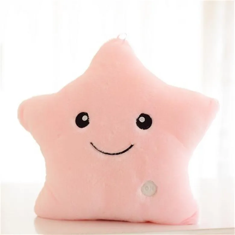 colorful luminous throw pillow cute five-pointed star glow-in-the-dark plush toy girl birthday gift