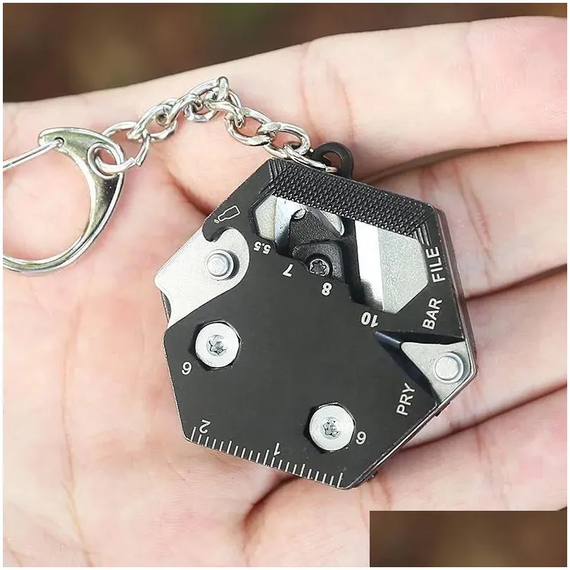 hooks rails stainless steel coin-shape mini edc tool folding pocket keychain knife with hanging chain for camping outdoor survival