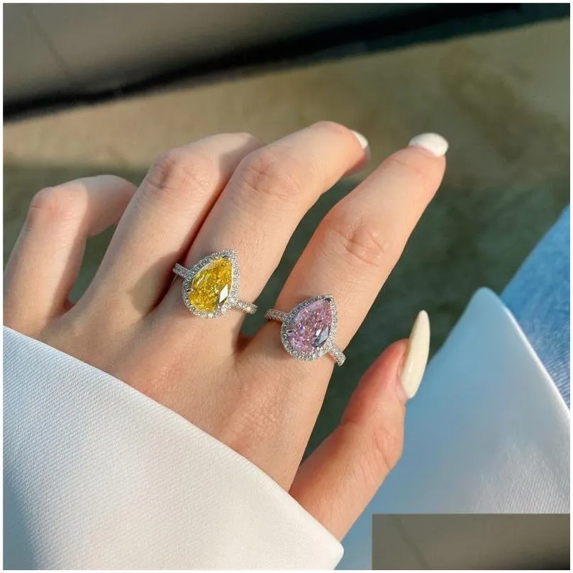 luxurious designer rings for woman 925 sterling silver eternal love gold ring square heart yellow pink zirconia engagement wedding diamond womens jewelry gift