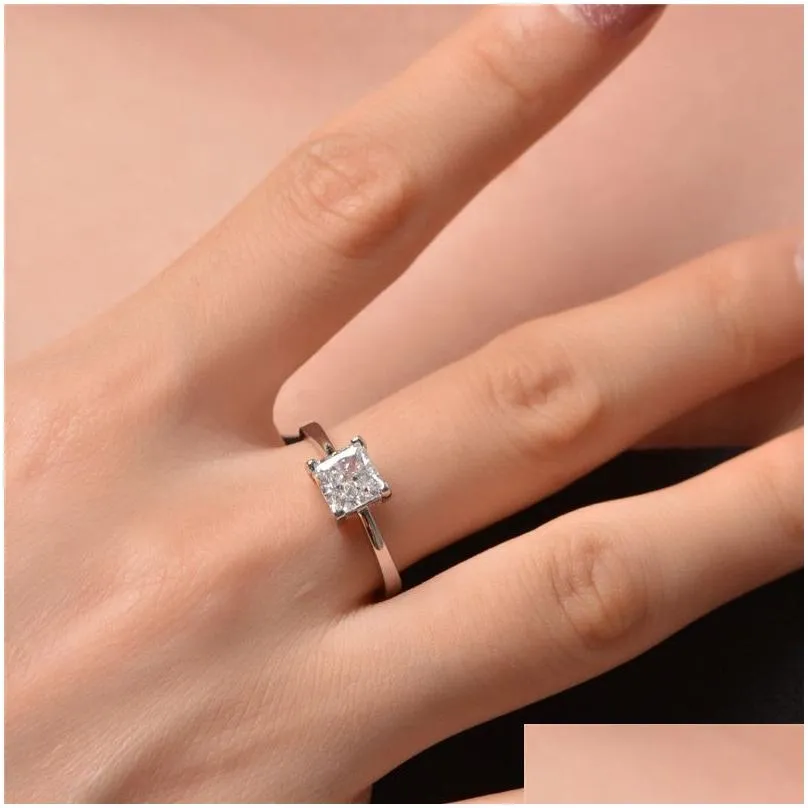luxury designer diamond ring for woman wed 925 sterling silver 8a cubic zirconia iced out round sqaure engagement wedding eternal love rings womens jewelry gift
