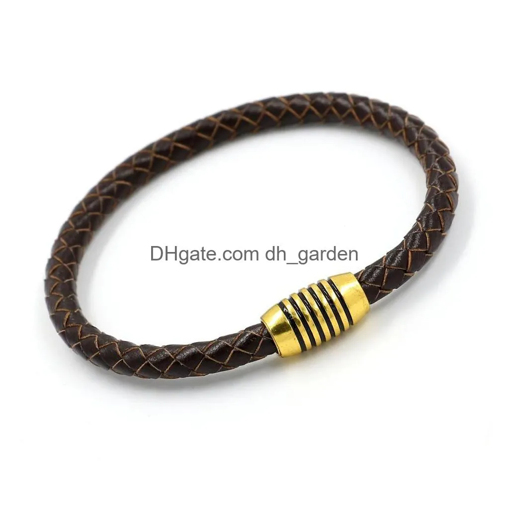 weave leather bracelet charm silver gold magnetic clasp braid bracelets wristband cuff women men fashion jewelry will and sandy drop