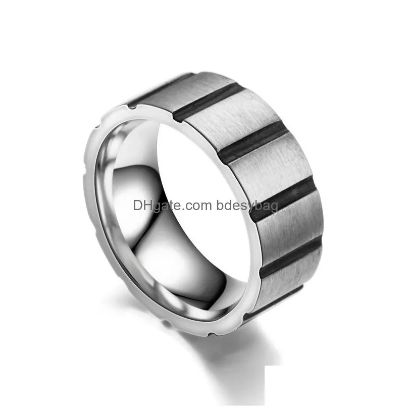 stainless steel motorcycle ring tyre cross groove band rings for man finger hip hop fashion jewelry