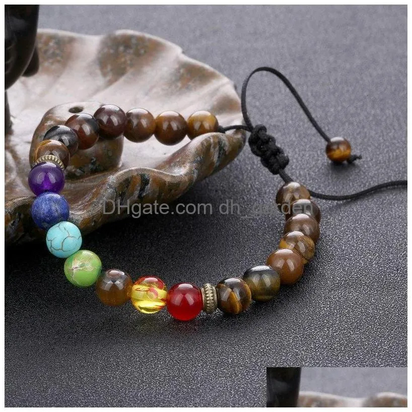 7 yoga chakra bracelet stone tiger eye turquoise beads bracelets fashion jewelry for women men gift will and sandy jewelry