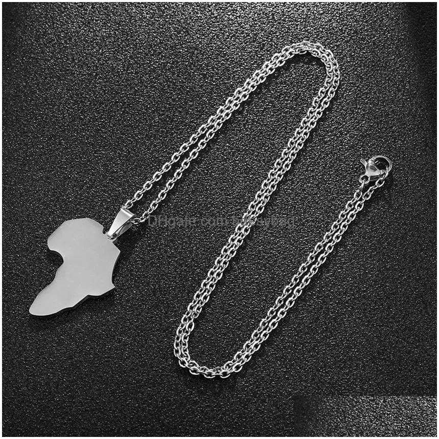mens africa map necklace stainless steel maps pendant necklaces gold chains hip hop fashion jewelry for women man will and sandy
