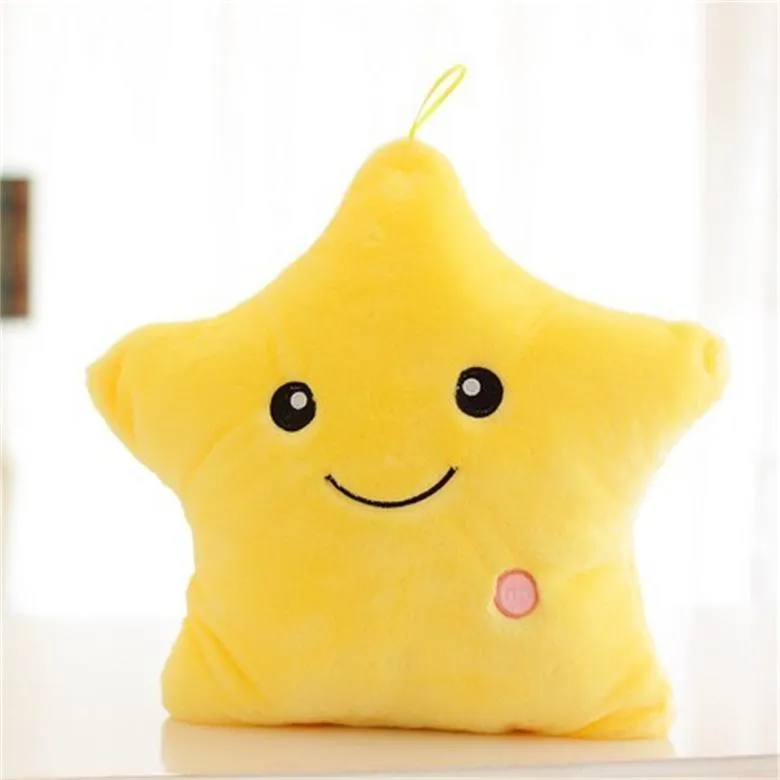colorful luminous throw pillow cute five-pointed star glow-in-the-dark plush toy girl birthday gift