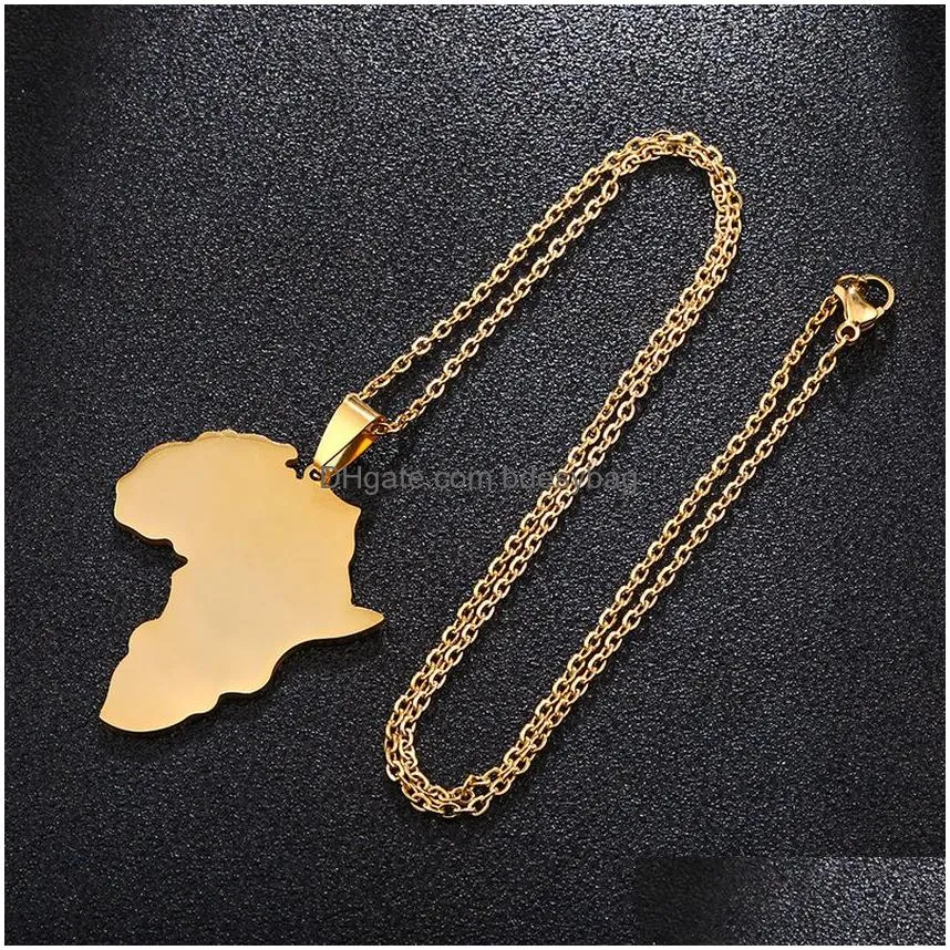 mens africa map necklace stainless steel maps pendant necklaces gold chains hip hop fashion jewelry for women man will and sandy