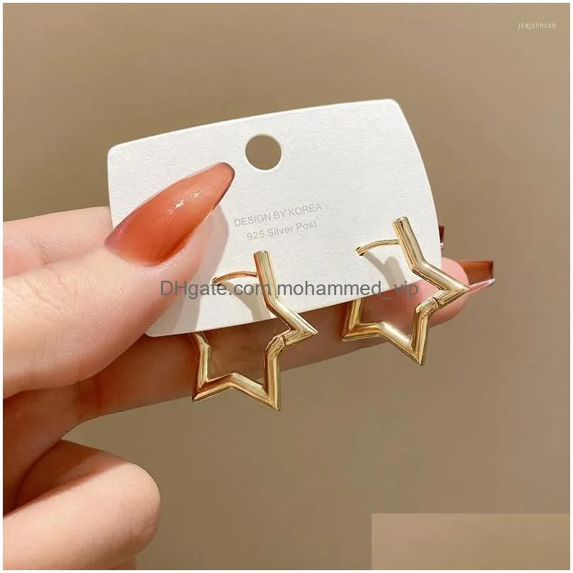 hoop earrings minimalist golden small star for women daily copper geometric hollow huggie ring earring trend 2022