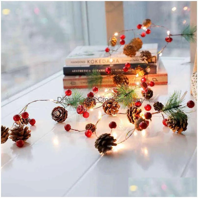 christmas decorations for home 2m 20 led copper wire pine cone led light christmas tree decorations kerst natal year 2022 211104