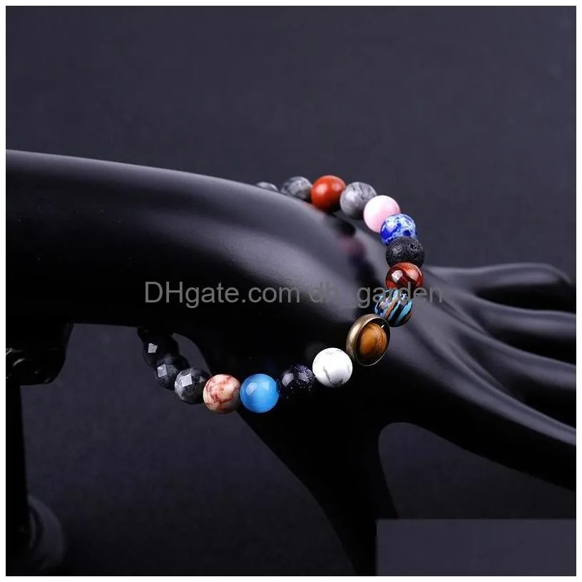 universe solar system sun satellite bracelet lava rock tiger eye turquoise natural stone beads bracelets for women men fashion jewelry