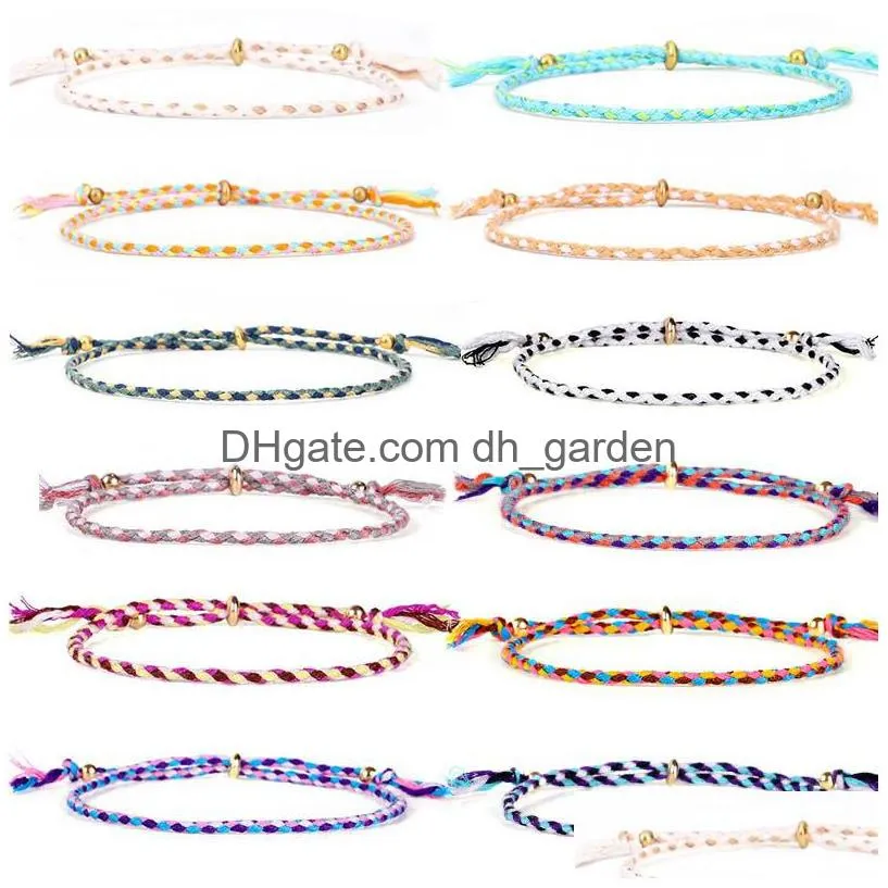 hand twist bracelet wrap tibetan cotton rope bead tassel adjustable bracelets for women fashion jewelry gift